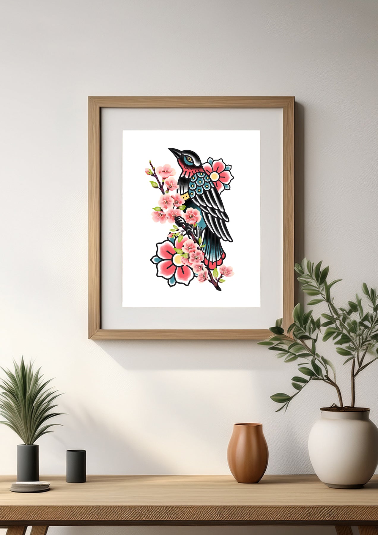Crow and Blossom Art Print