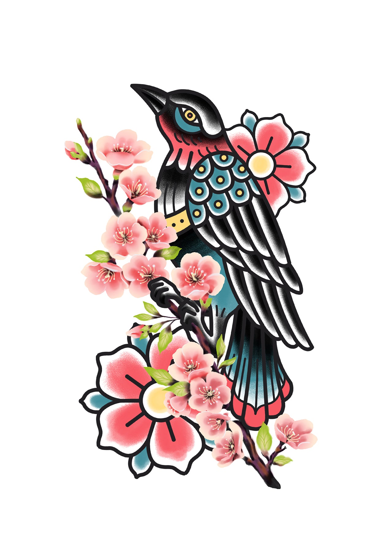 Crow and Blossom Art Print