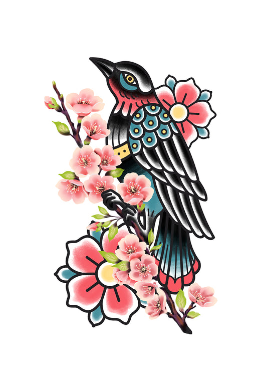 Crow and Blossom Art Print